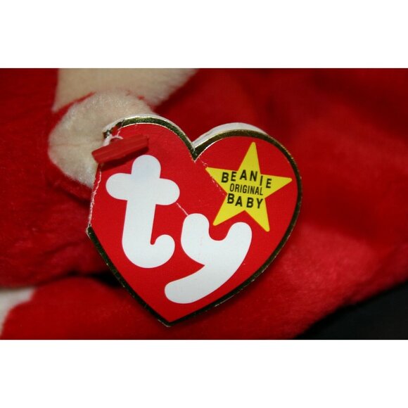 TY Beanie Baby Snort Bull Cow PVC Pellets very rare errors red 4002 - Picture 5 of 11